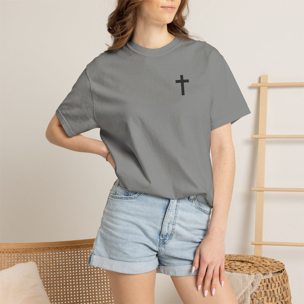 Embroidered Cross T-Shirt — Minimal Christian Faith Tee