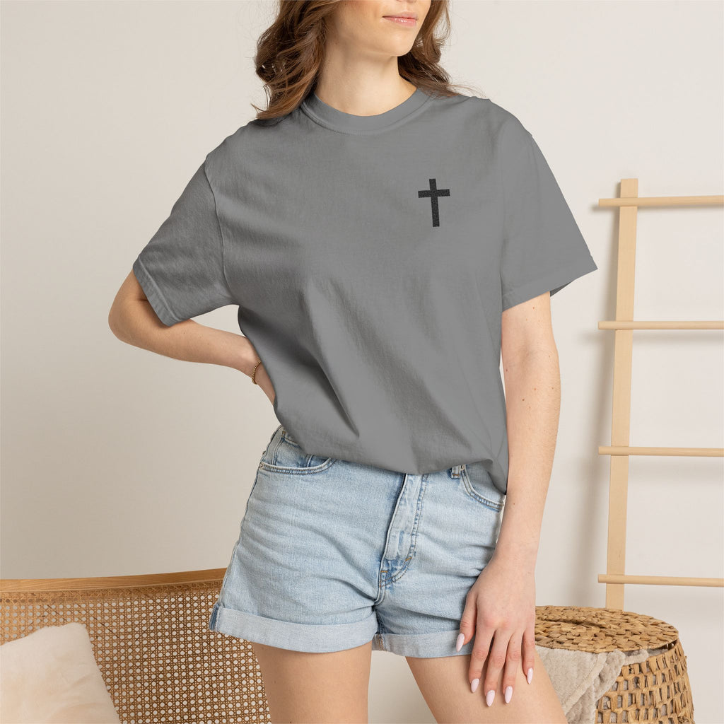 Embroidered Cross T-Shirt — Minimal Christian Faith Tee
