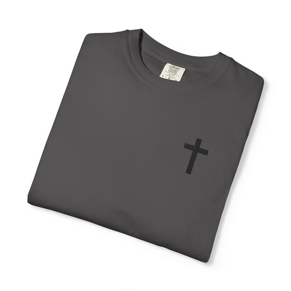 Embroidered Cross T-Shirt — Minimal Christian Faith Tee