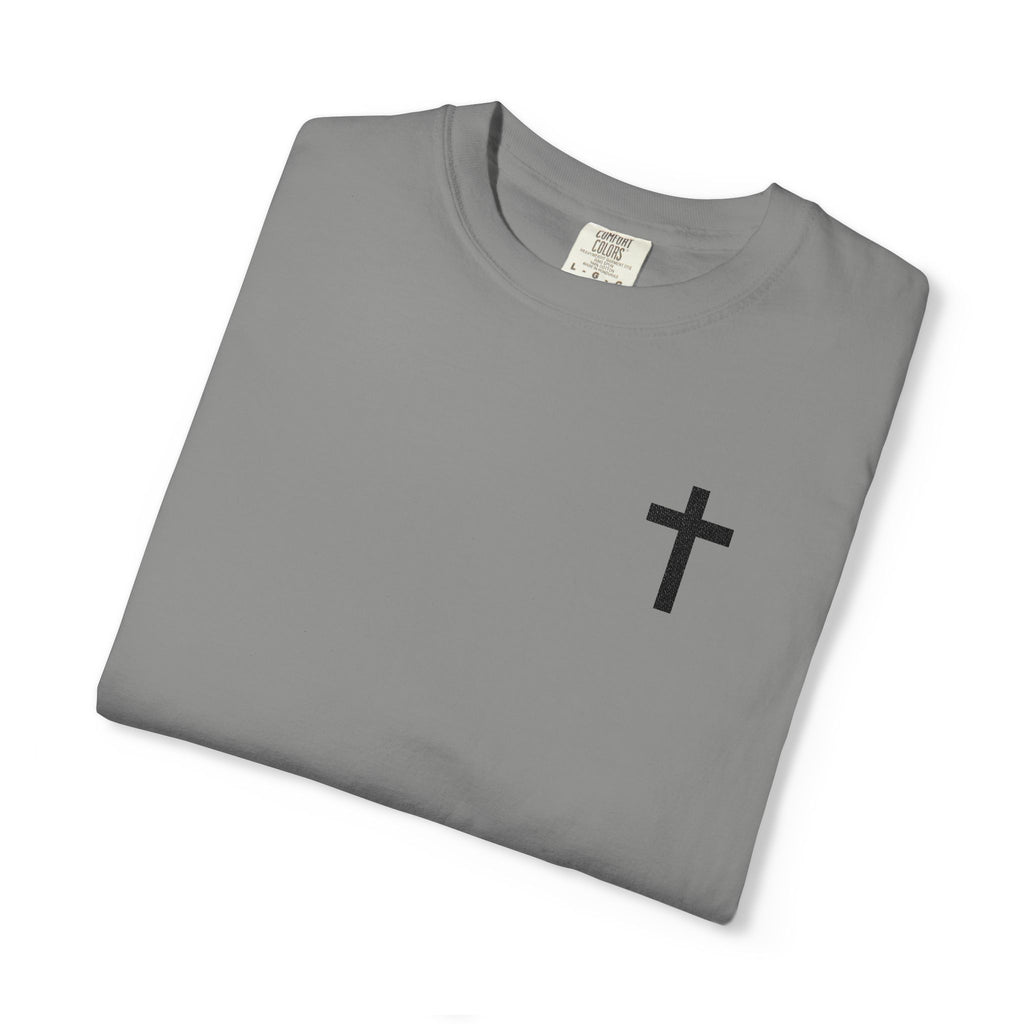 Embroidered Cross T-Shirt — Minimal Christian Faith Tee