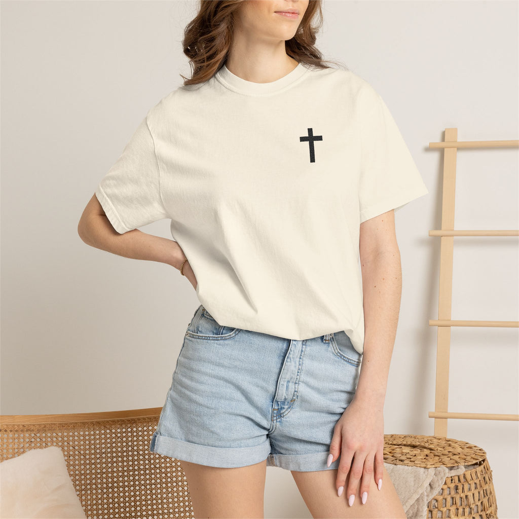 Embroidered Cross T-Shirt — Minimal Christian Faith Tee